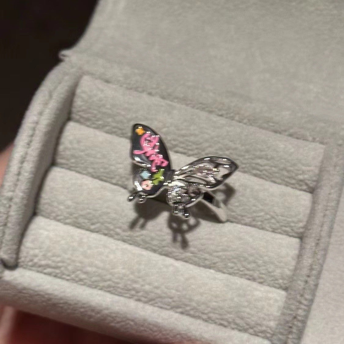 Wholesale Colorful Hollow Stereo Butterfly Ring